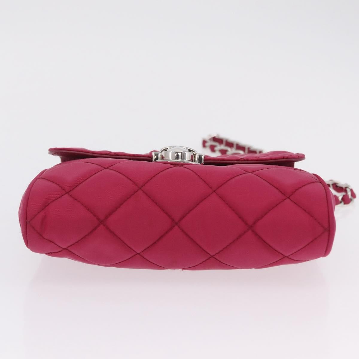 Prada Pushlock Chain Flap Quilted Tessuto, Pink, Nylon, Handbag