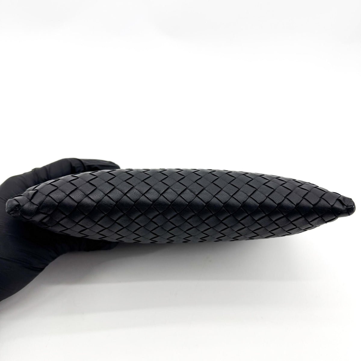 Bottega Veneta Handle Intrecciato Nappa, Black, Leather, Clutch