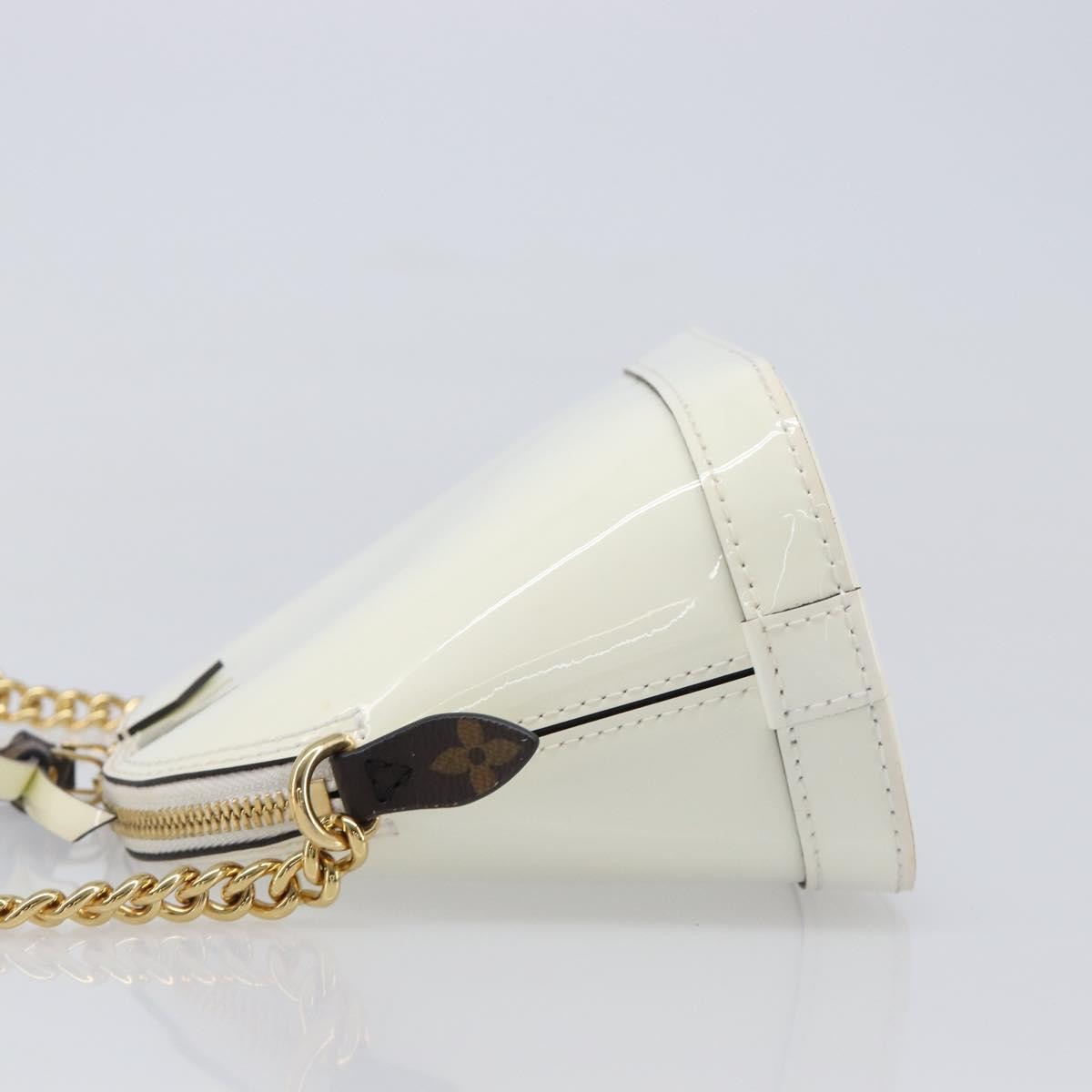 Louis Vuitton Alma Chain Vernis with Monogram Canvas, White, Patent Leather, Handbag