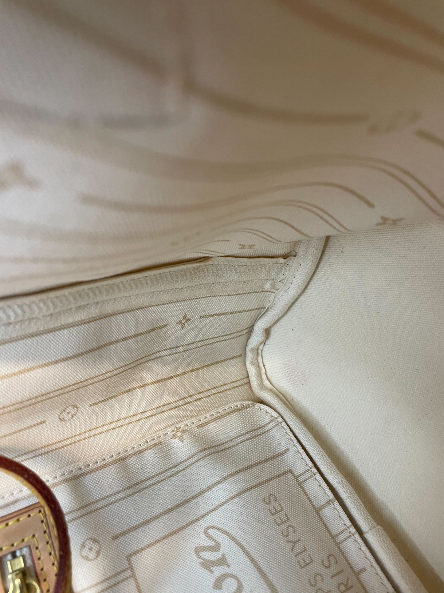 Louis Vuitton Neverfull Tote Damier, WHITE, CANVAS, Tote bag