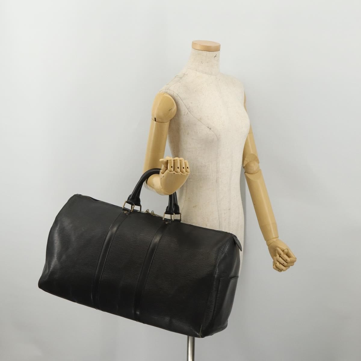 Louis Vuitton Keepall Epi Leather, Black, Leather, Travel Bag