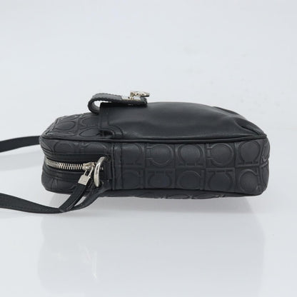 Salvatore Ferragamo Gancini Leather, Black, Leather, Shoulder Bag