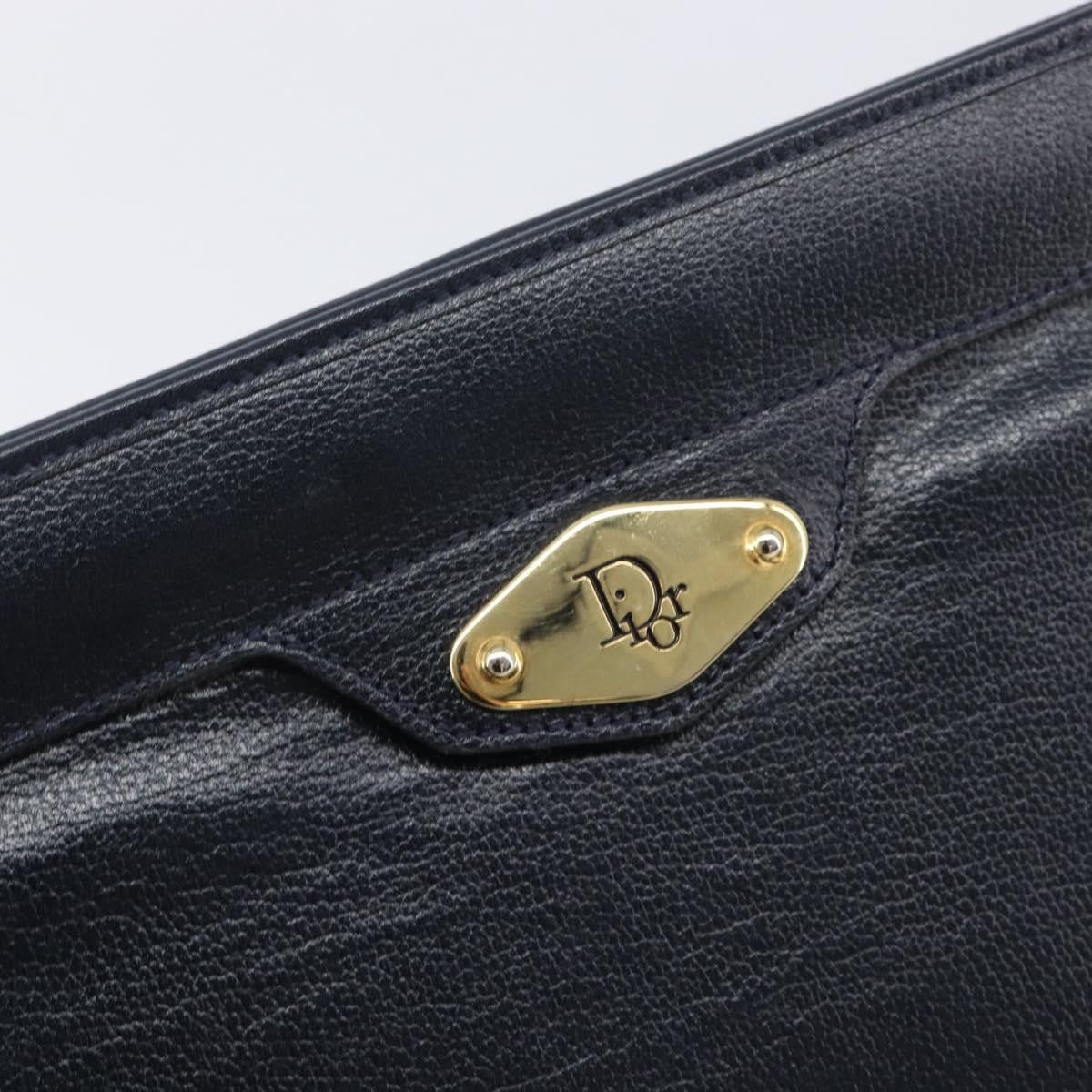 Christian Dior Homme Logo Clutch Leather, Navy, Leather, Clutch