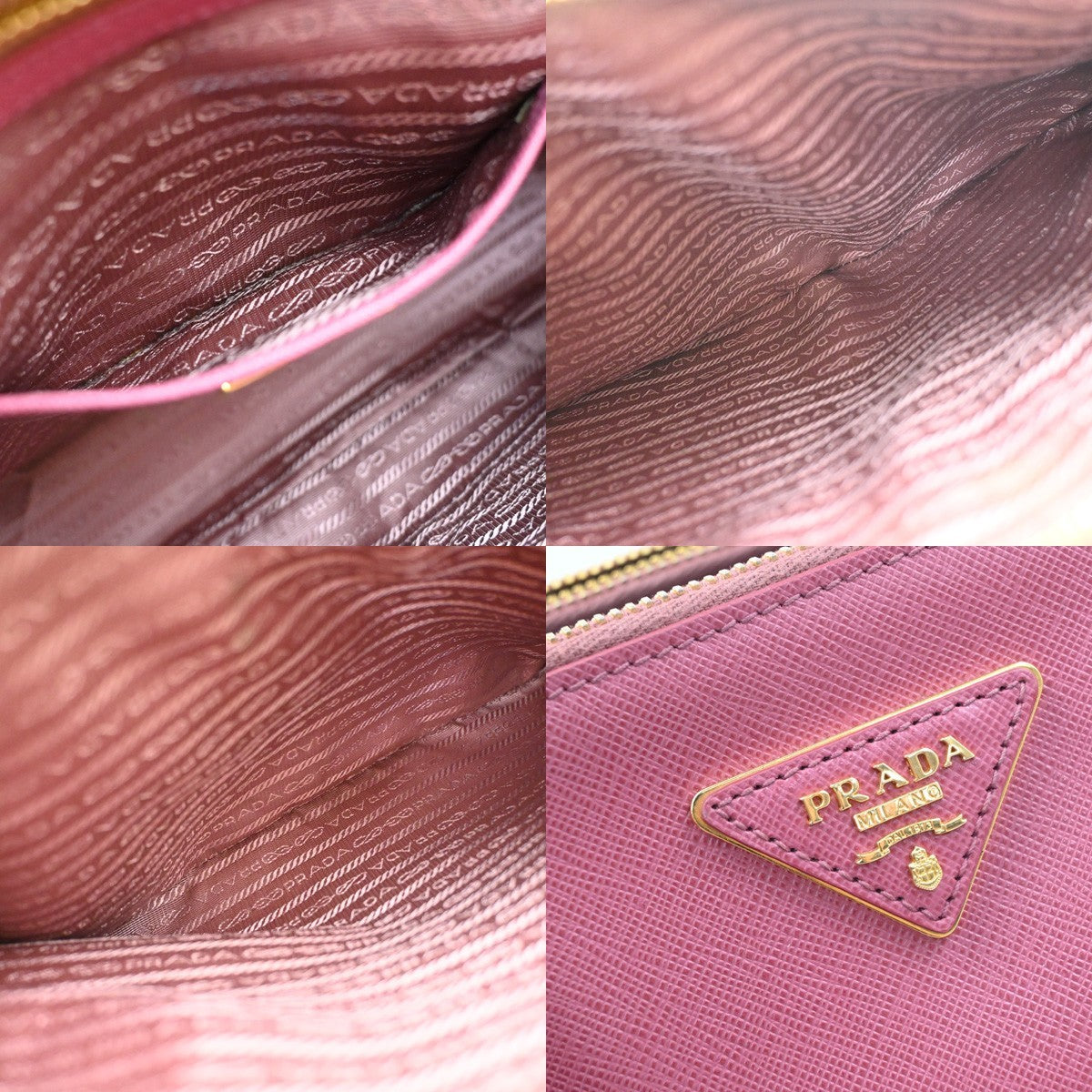 Prada Double Zip Lux Convertible Saffiano Leather, Pink, Leather, Tote Bag