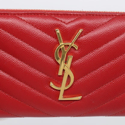 Saint Laurent Loulou Zip Around Matelasse Chevron Leather, Red, Leather, Wallet