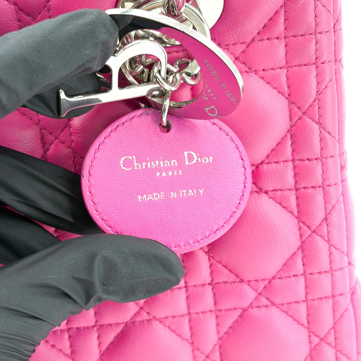Christian Dior Lady Dior Cannage Quilt Lambskin, Pink, Leather, Handbag