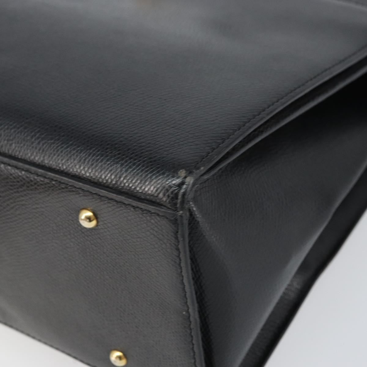 Celine Vintage turn lock shoulder Leather, Black, Leather, Handbag
