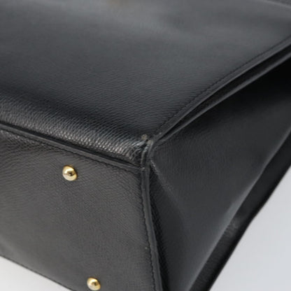 Celine Vintage turn lock shoulder Leather, Black, Leather, Handbag