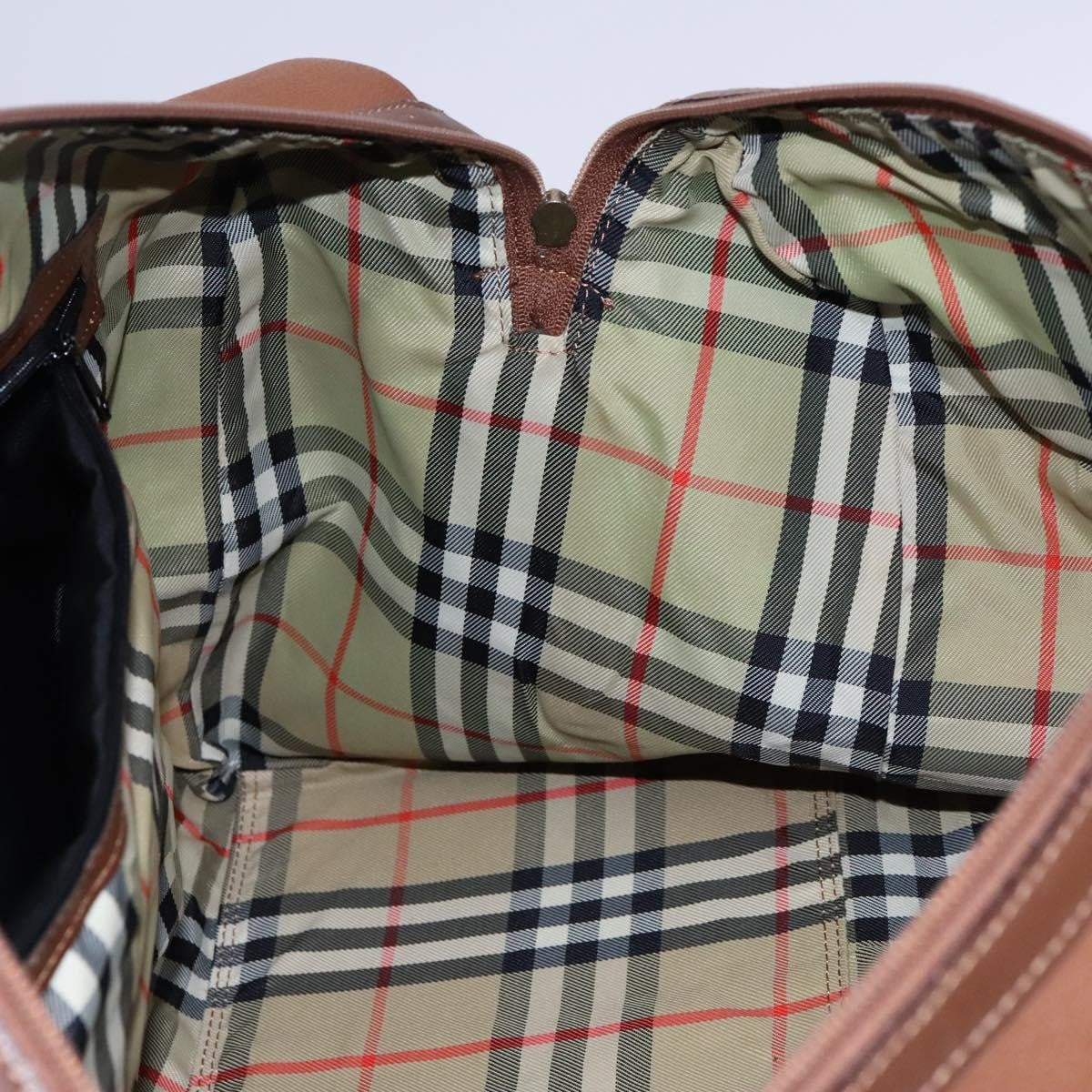 Burberry Nova check boston Canvas, Brown, Leather, Handbag