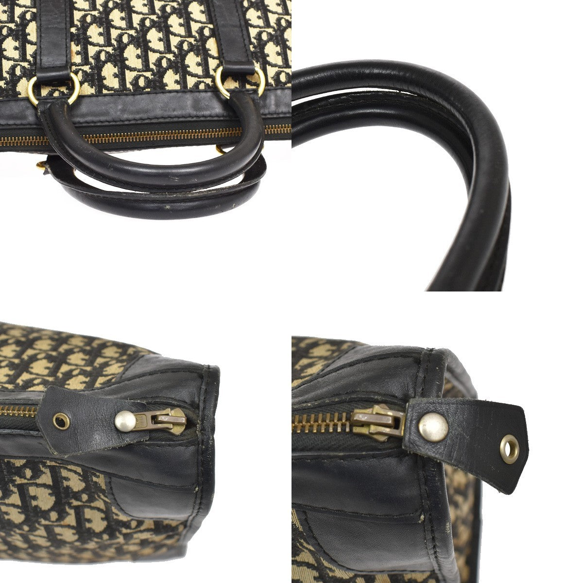 Christian Dior Vintage Trotter Boston Diorissimo Canvas, Navy, Canvas, Handbag