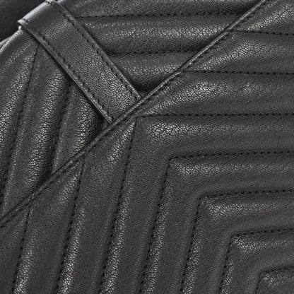 Saint Laurent Classic Monogram College Matelasse Chevron Leather, Black, Leather, Handbag
