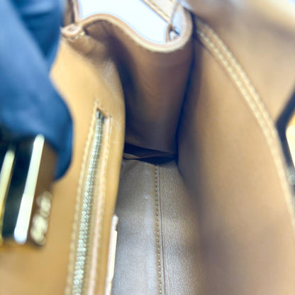 Fendi Peekaboo Whipstitch Leather, Brown, Leather, Handbag