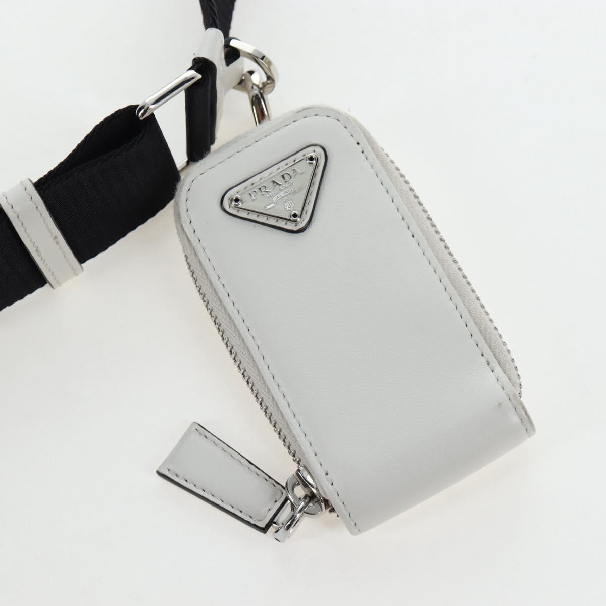 Prada Triangle Logo Wristlet Embossed Leather, White, Leather, Clutch