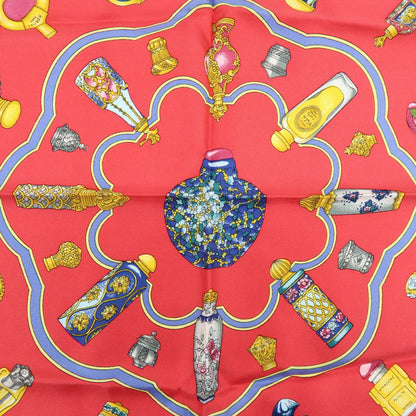 Hermes Carré 45 Les Capucines 100% Silk, Red, Silk, Scarf