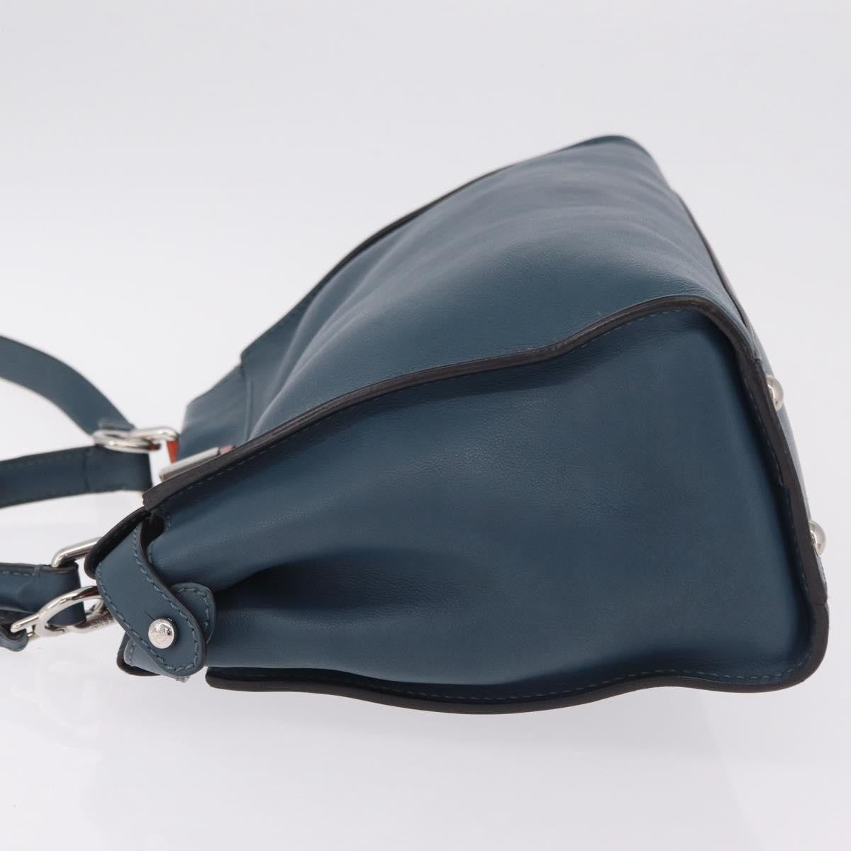 Fendi Peekaboo Ruffled Leather, Blue, Leather, Handbag