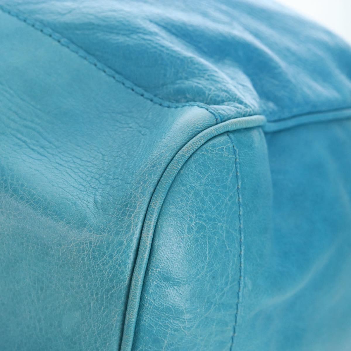 Balenciaga Squash Duffle Leather, Blue, Leather, Handbag