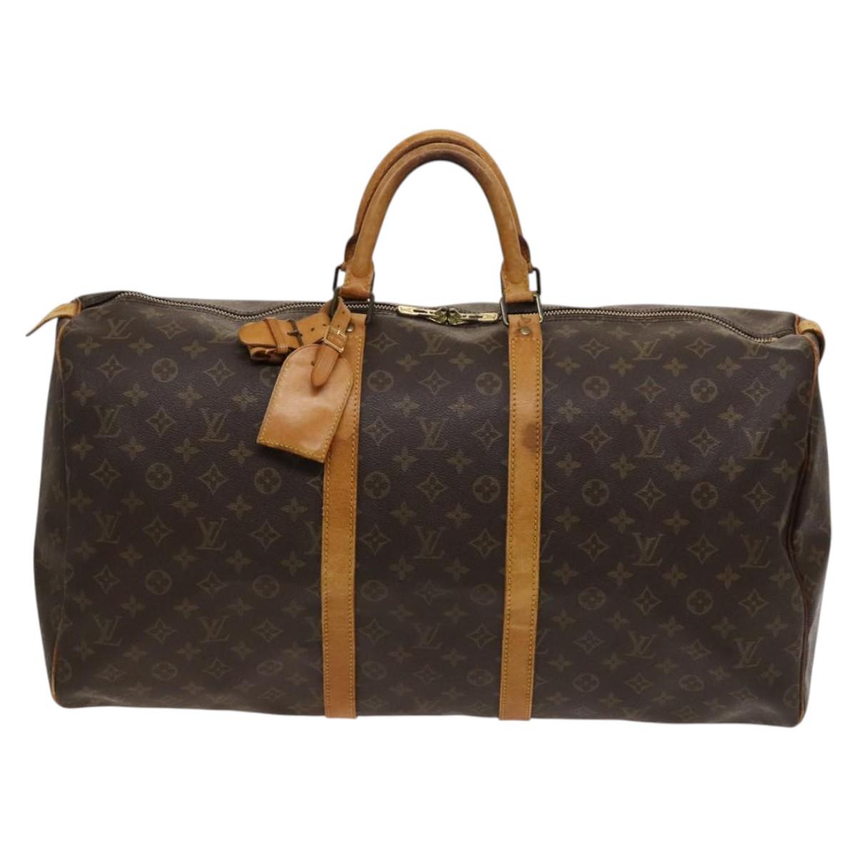 Louis Vuitton Keepall Bag Monogram Canvas, BROWN, CANVAS, Travel bag