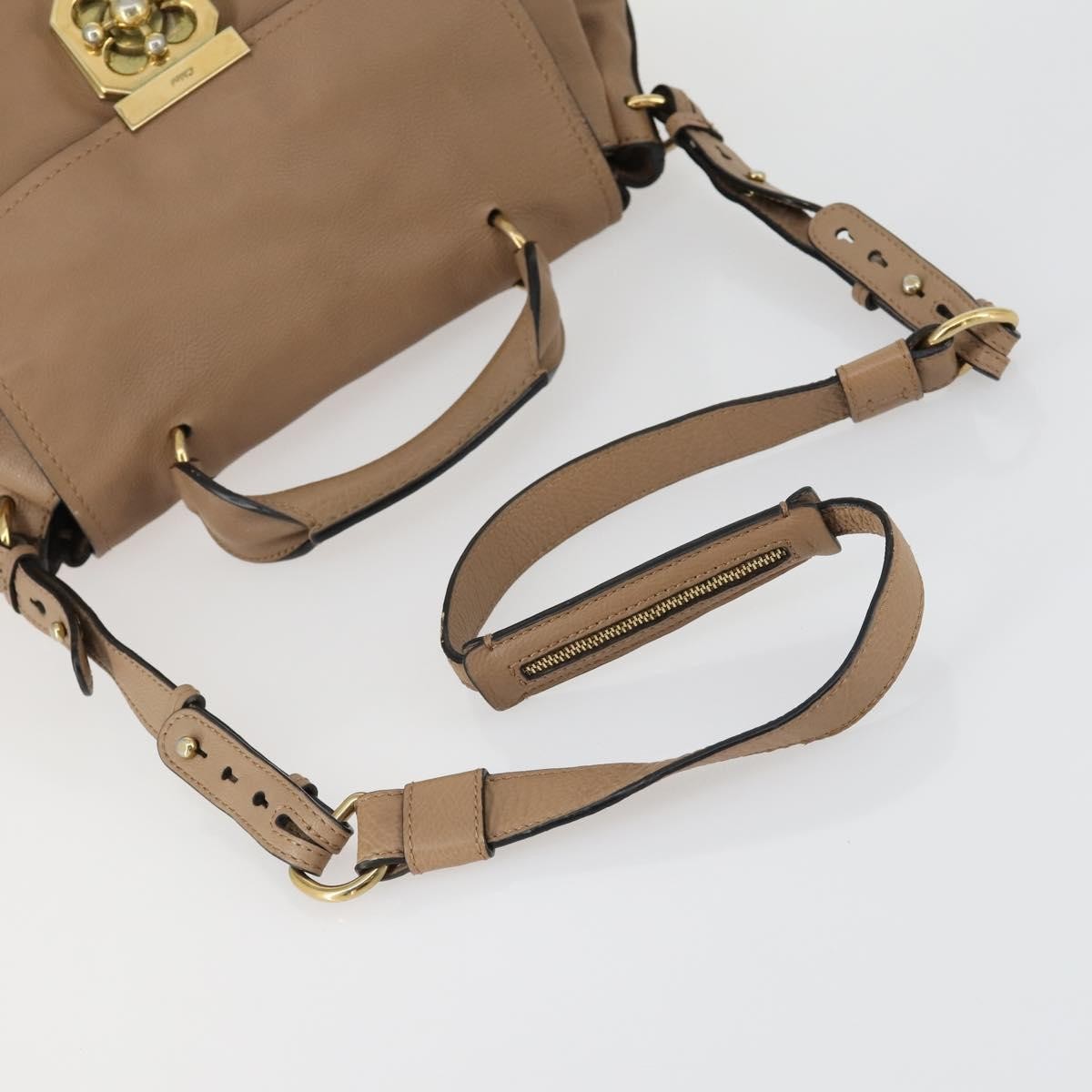 Chloe Elsie Convertible Satchel Leather, Beige, Leather, Handbag