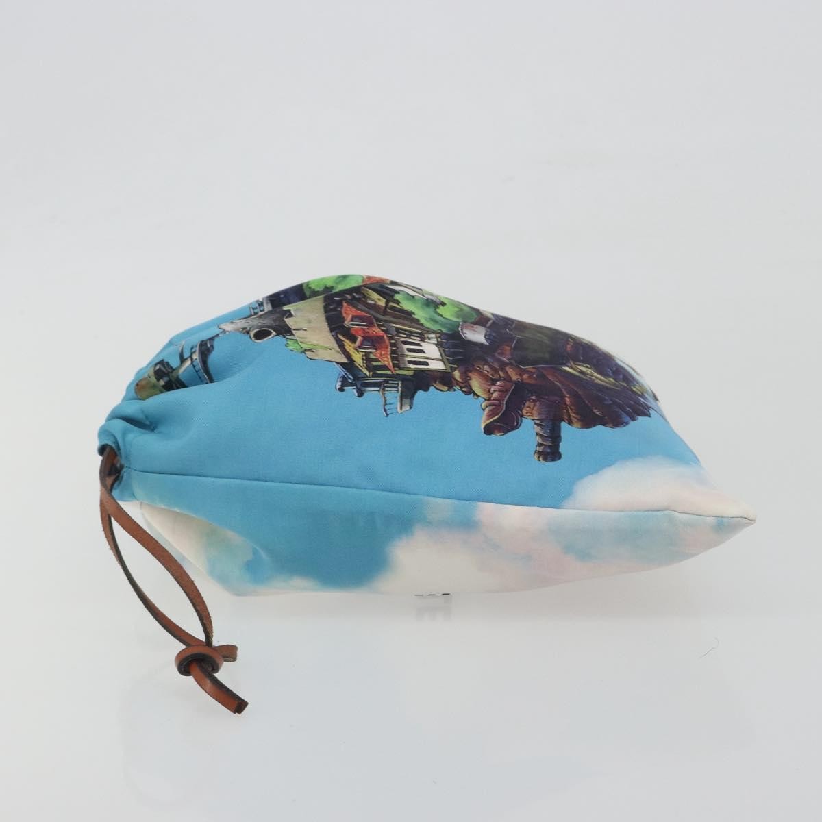 Loewe Paula Drawstring Printed Canvas, Blue, Nylon, Clutch
