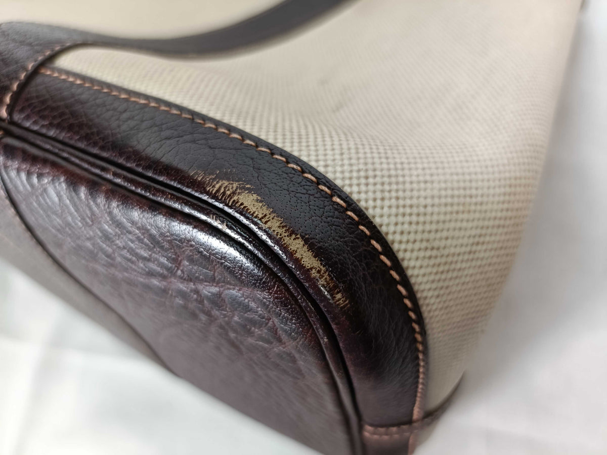 Hermes Garden Party Toile and Leather, Beige, Canvas, Tote Bag
