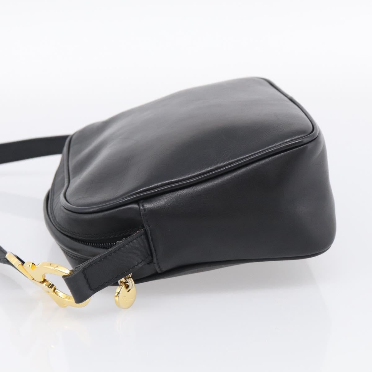 Salvatore Ferragamo Gancini Leather, Black, Leather, Crossbody Bag