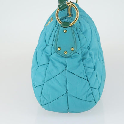 Prada Zip Hobo Chevron Tessuto, Blue, Nylon, Shoulder Bag