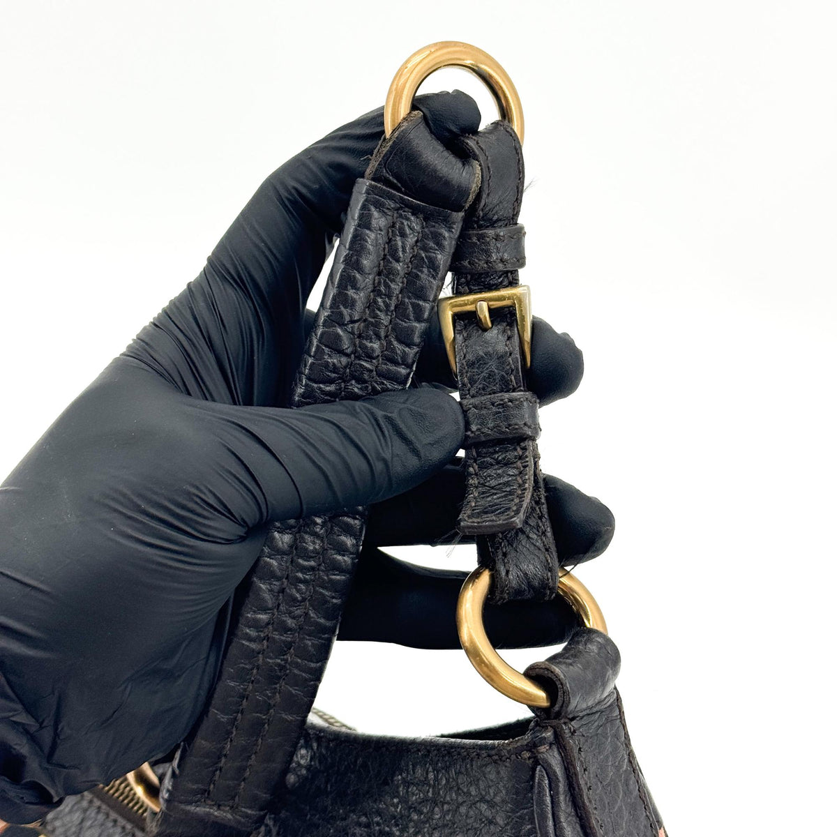 Prada Shoulder Canvas and Leather, Black, Canvas, Shoulder Bag