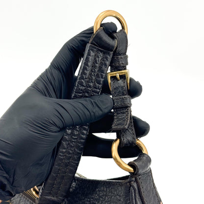 Prada Shoulder Canvas and Leather, Black, Canvas, Shoulder Bag