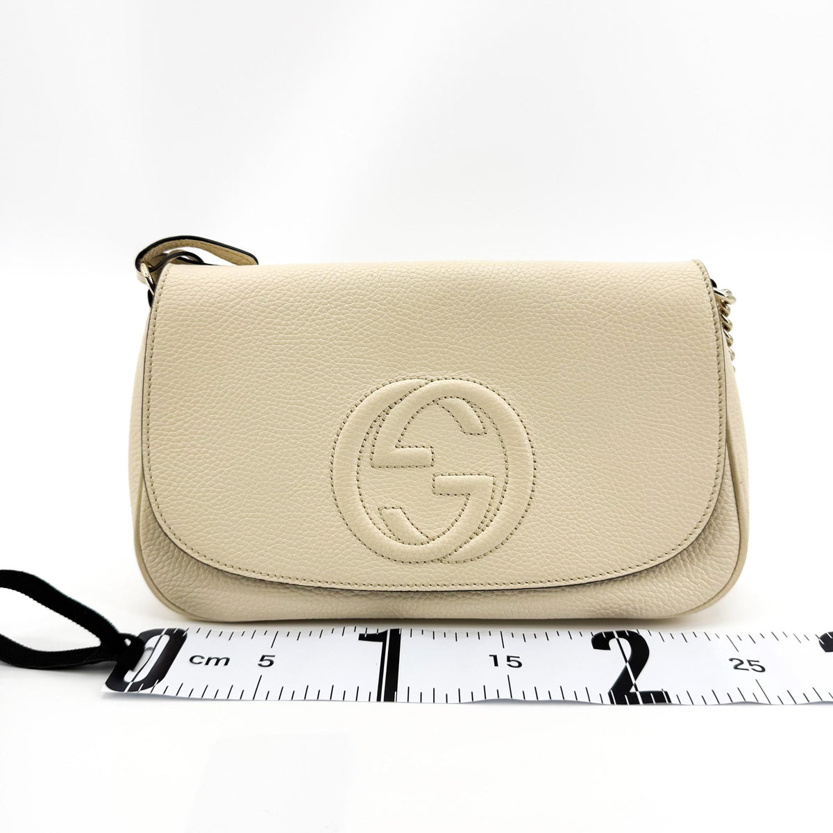 Gucci Soho Chain Leather, Beige, Leather, Crossbody Bag
