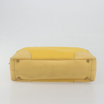 Prada Bauletto Tessuto with Saffiano Leather, Yellow, Canvas, Handbag