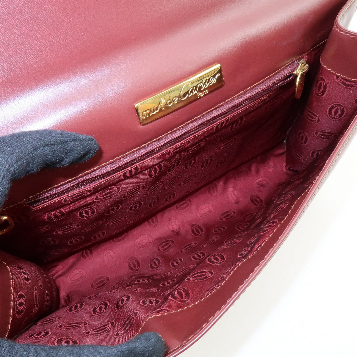 Cartier Must de Cartier Clutch Leather, Burgundy, Leather, Clutch