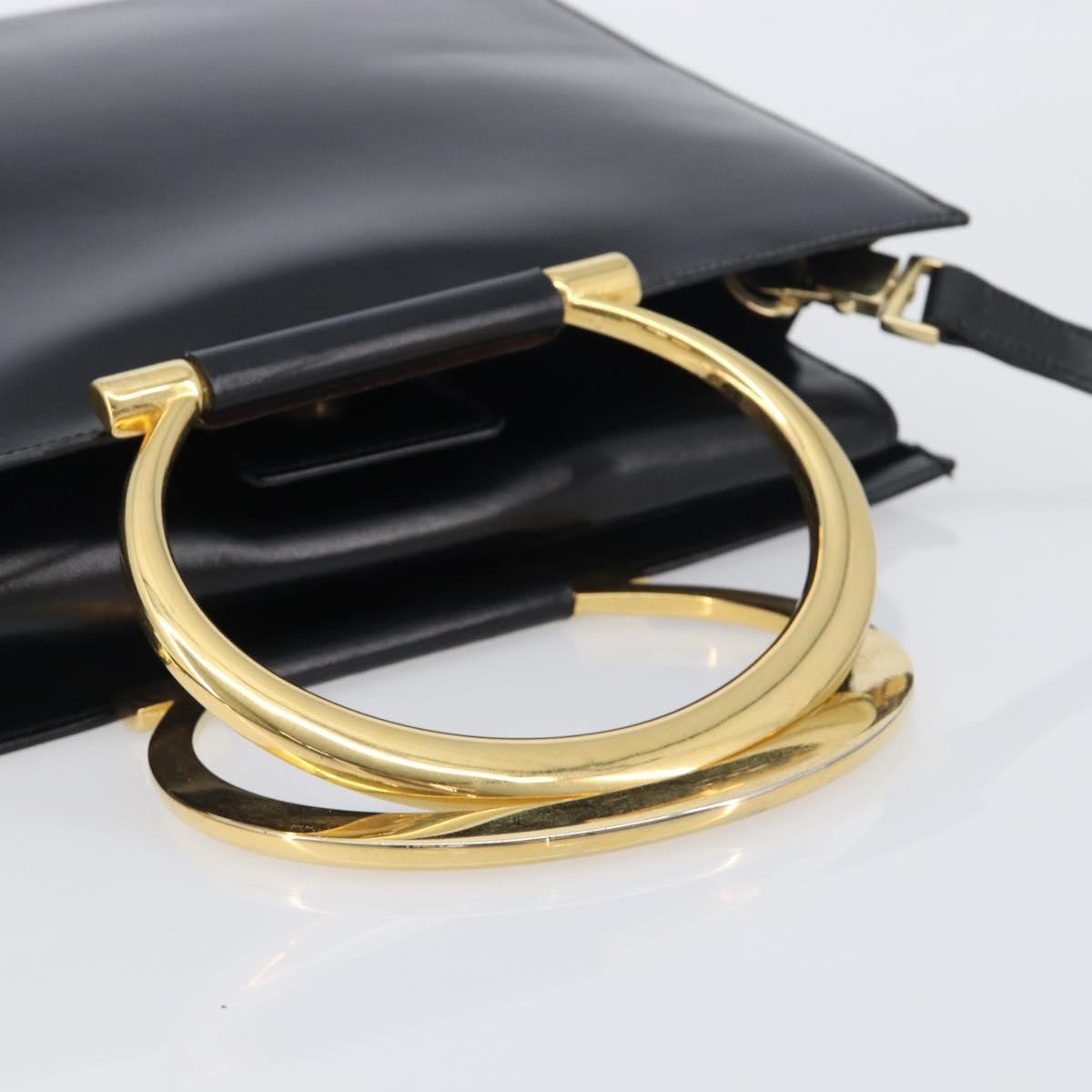 Celine Top Handle Leather, Black, Leather, Handbag