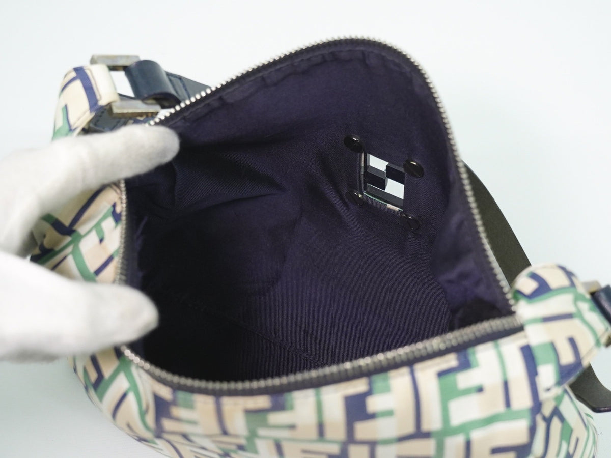 Fendi Mamma Baguette Zucca Jacquard Velvet, Multicolour, Canvas, Shoulder Bag
