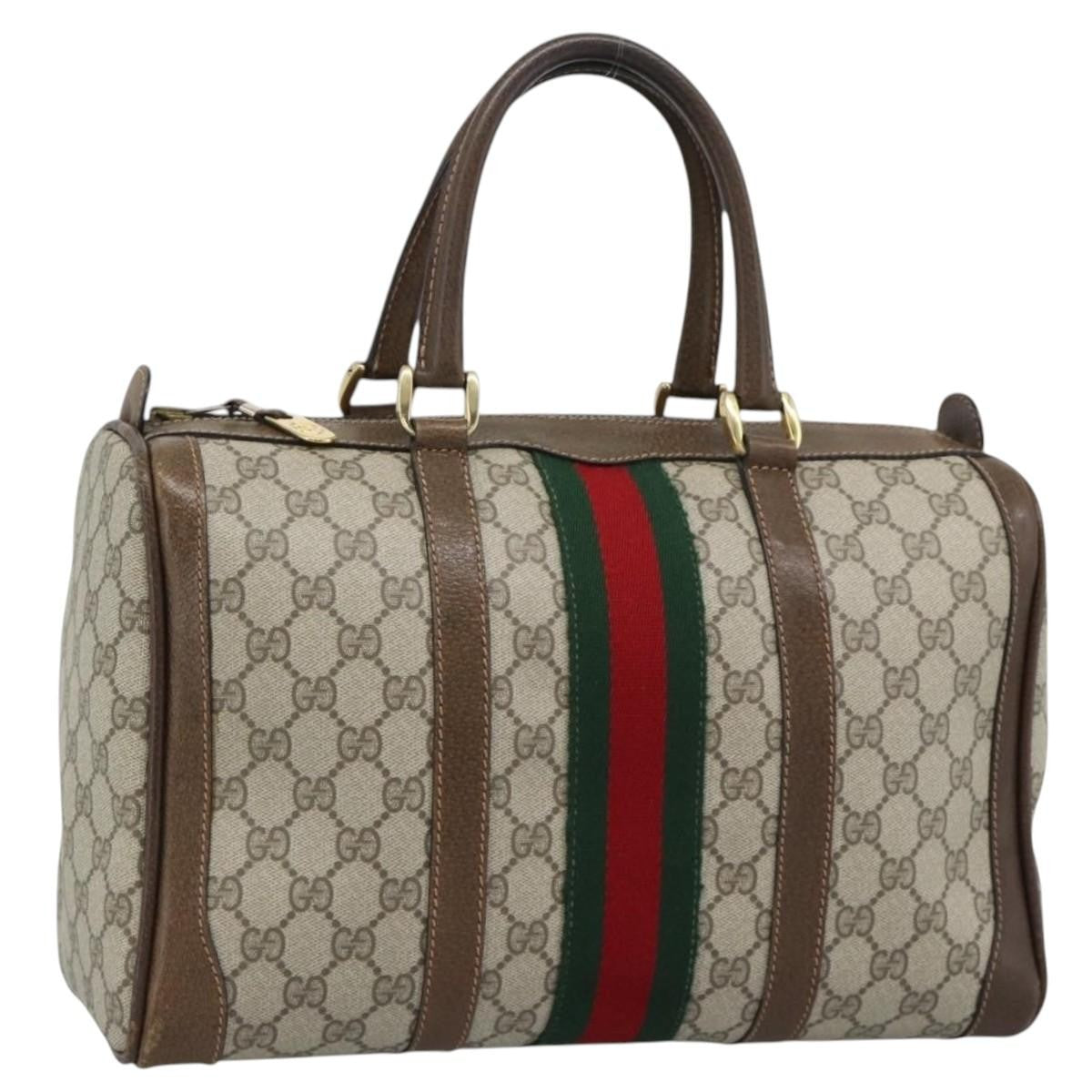 Gucci Vintage Web Boston GG Coated Canvas, Beige, Canvas, Handbag