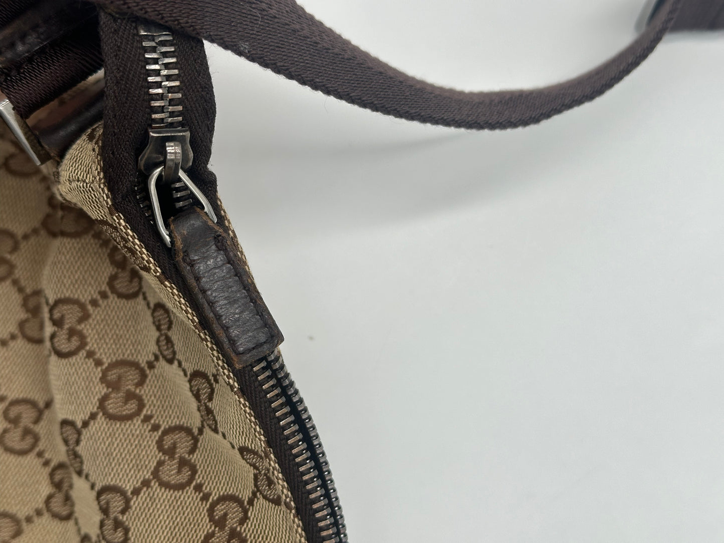 Gucci Front Pocket Messenger Bag GG Canvas, BEIGE, CANVAS, Shoulder bag