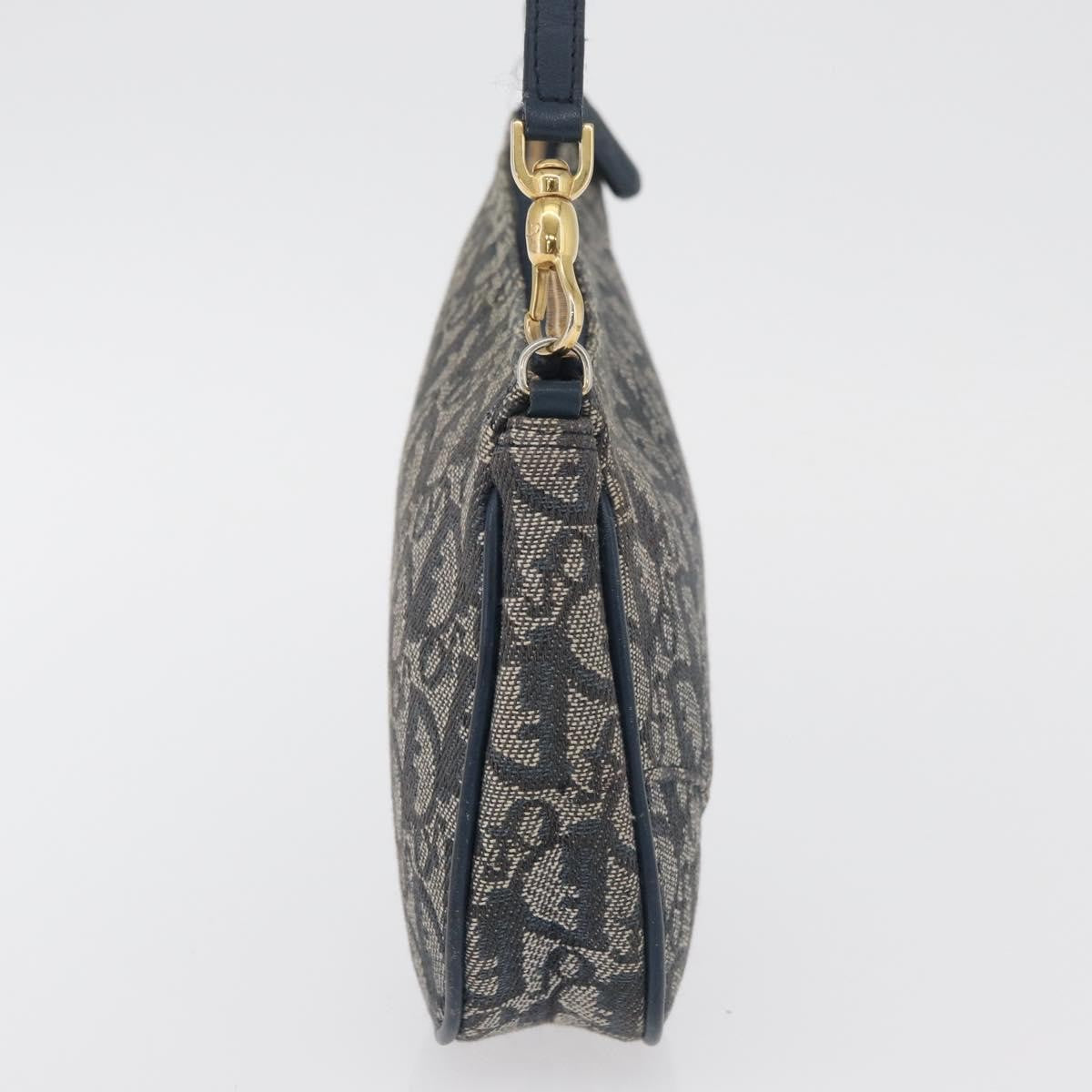 Christian Dior Vintage Saddle Bag Canvas, Navy, Canvas, Clutch