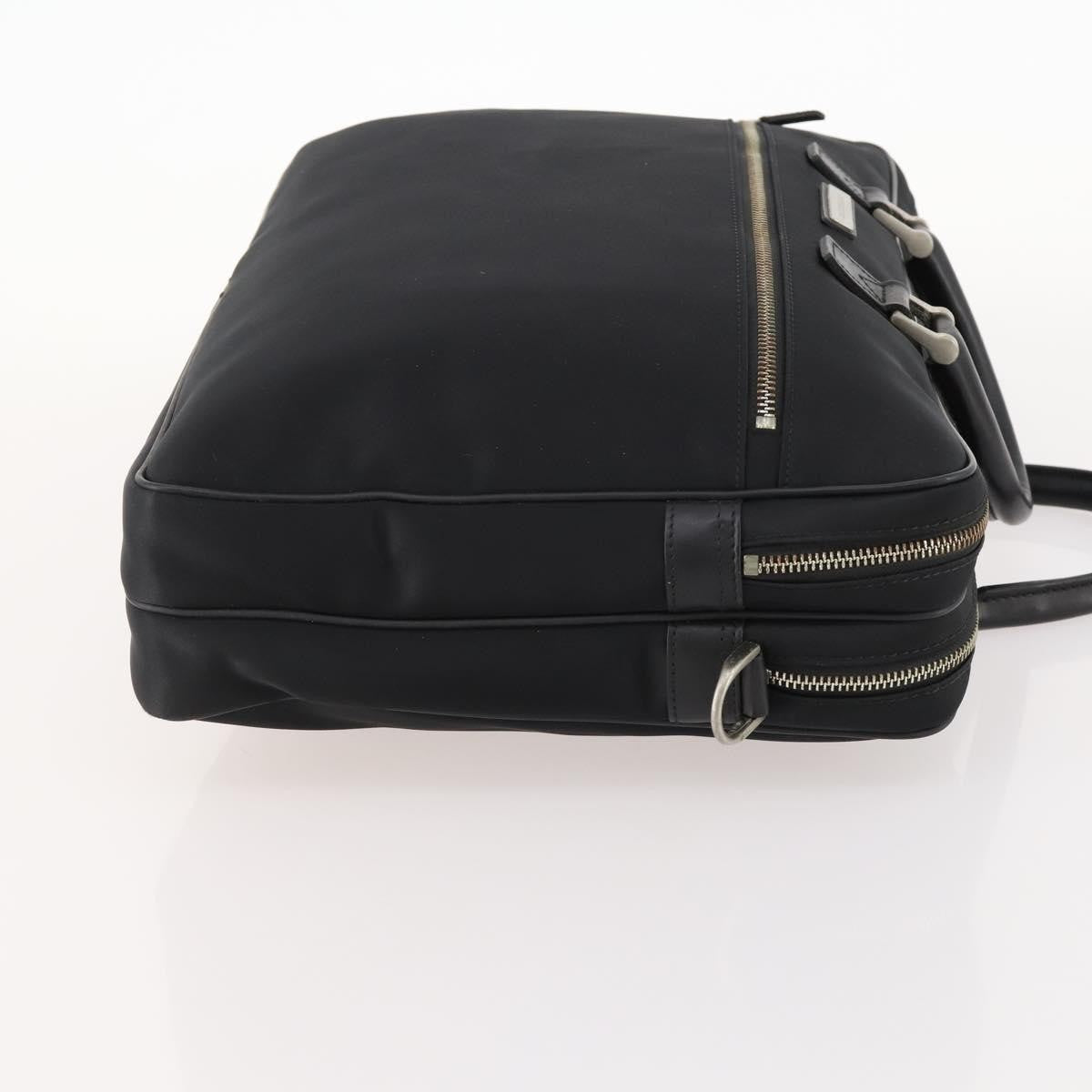 Burberry Front Zip Pocket Convertible Leather, Black, Nylon, Briefcase