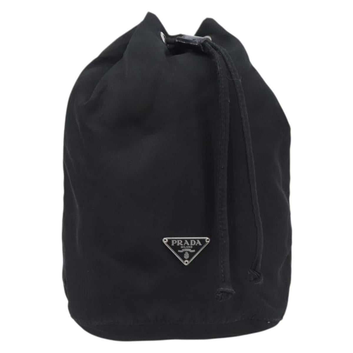 Prada Vela Drawstring Bucket Wristlet Tessuto, Black, Nylon, Clutch