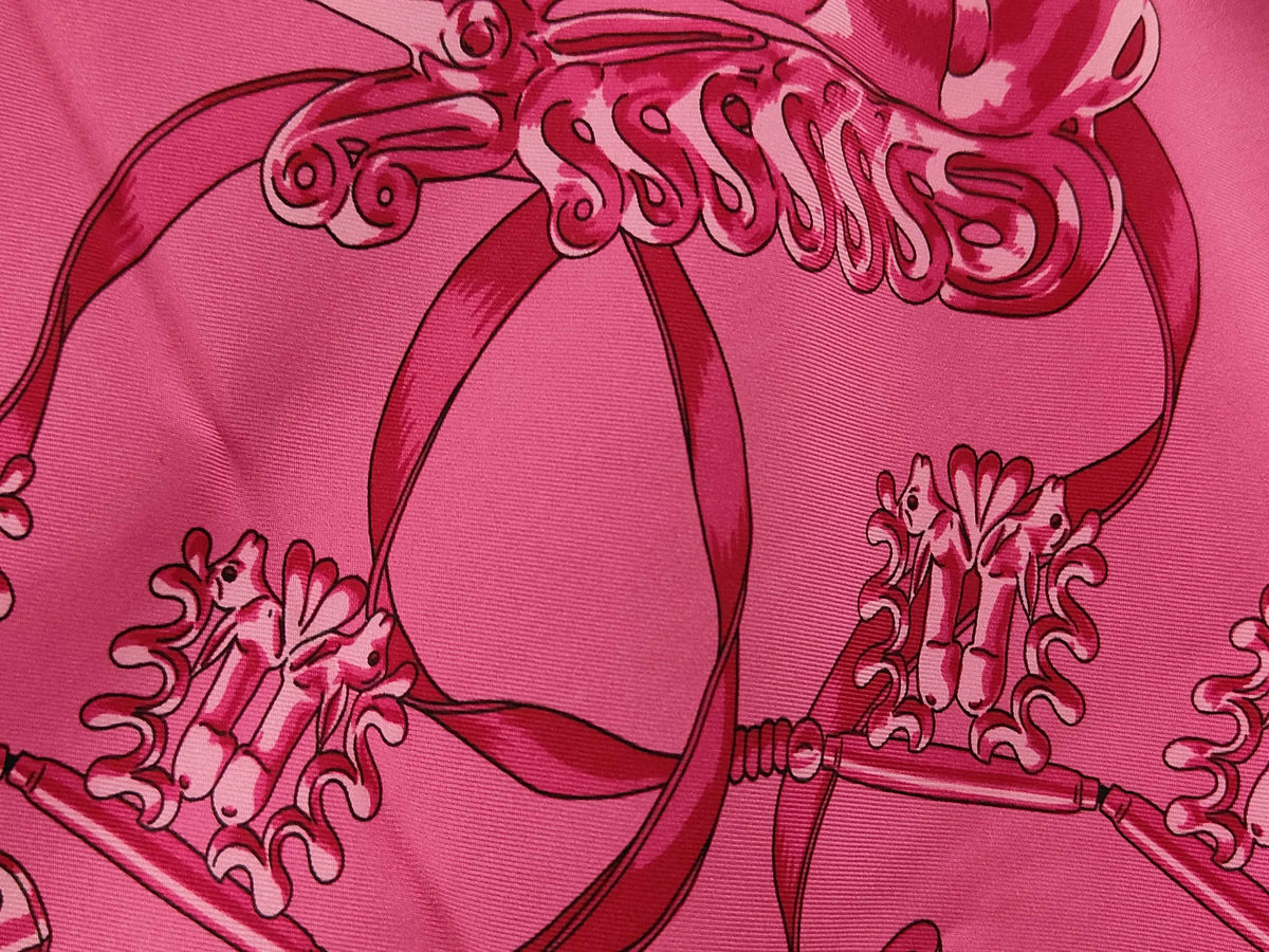Hermes Carré 90 Silk multicolor, Pink, Silk, Scarf