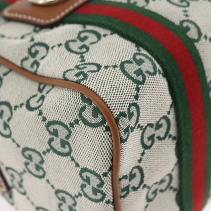 Gucci Web Boston GG Canvas, Green, Canvas, Handbag