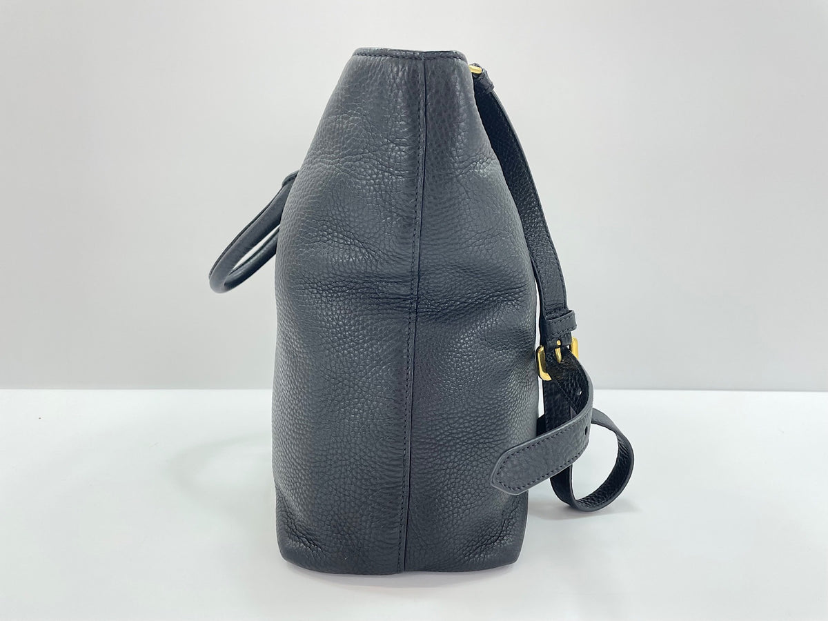 Prada Vitello Daino Convertible Tote Vitello Daino, Gray, Leather, Handbag