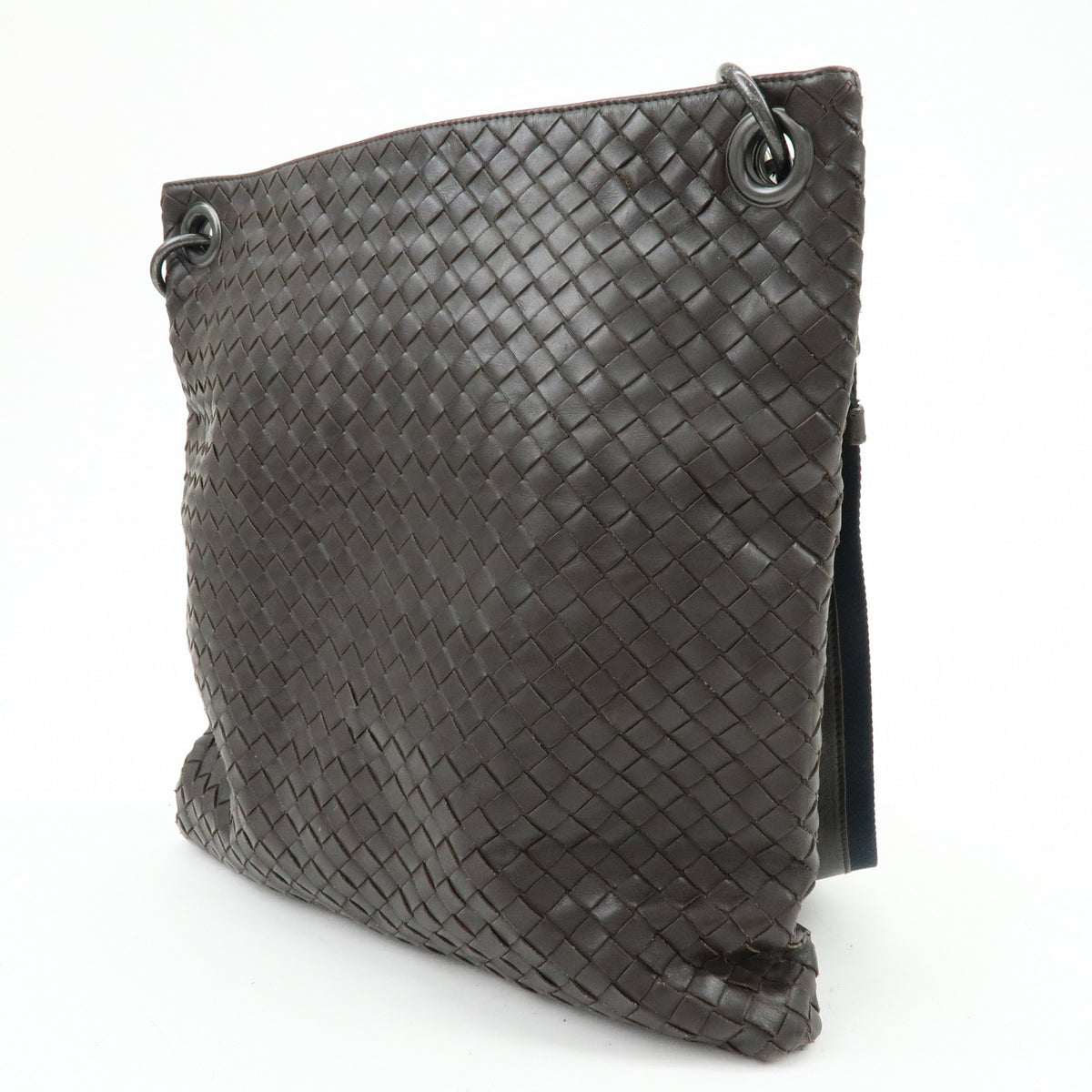 Bottega Veneta Flat Messenger Intrecciato Nappa, Brown, Leather, Handbag