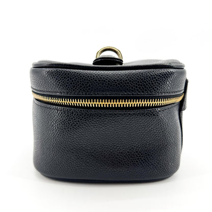 Chanel Vintage Timeless Cosmetic Case Caviar, Black, Leather, Clutch