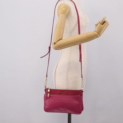 Miu Miu Madras Double Zip Leather, Pink, Leather, Crossbody Bag