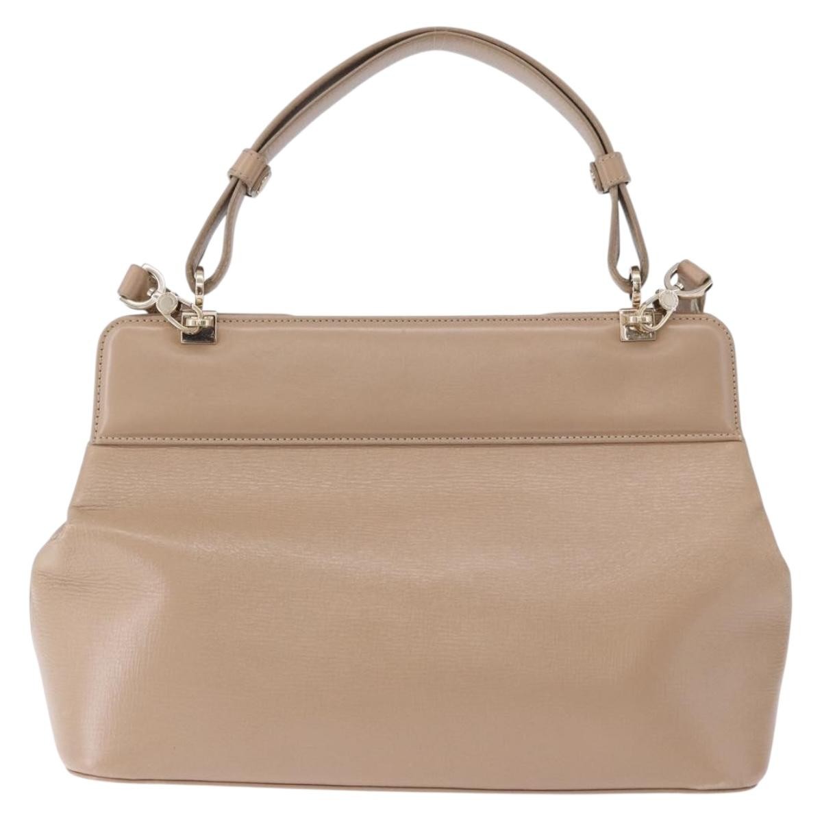 Bvlgari Isabella Rossellini Leather, Beige, Leather, Handbag