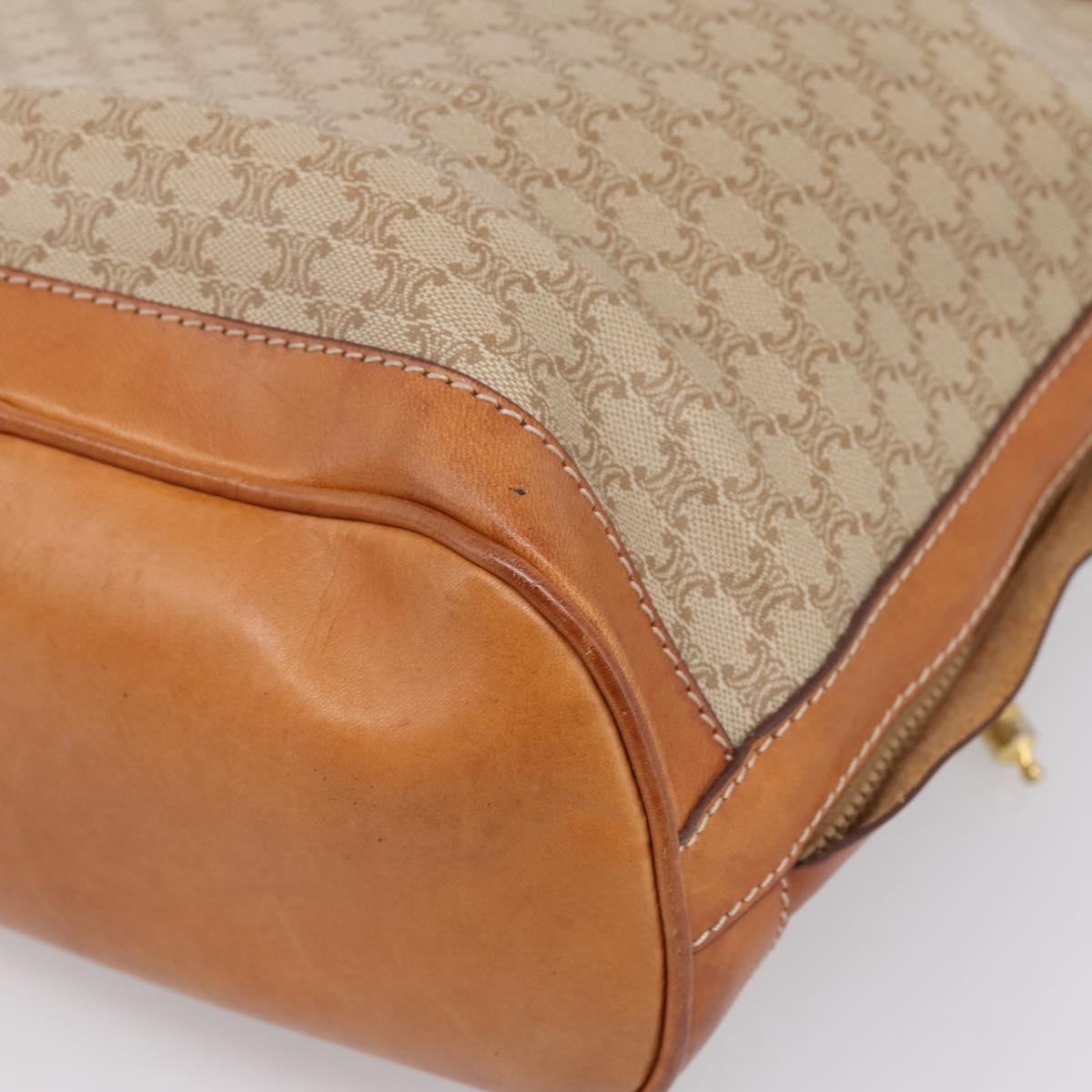 Celine Macadam Leather, Beige, Canvas, Shoulder Bag