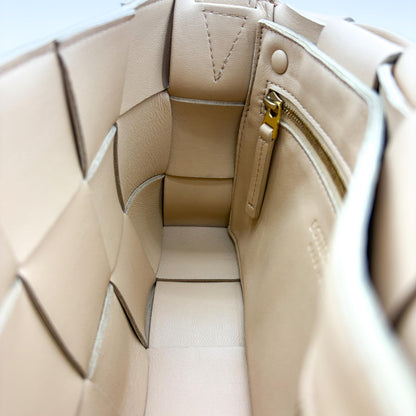 Bottega Veneta Cassette Maxi Intrecciato Leather, Beige, Leather, Crossbody Bag