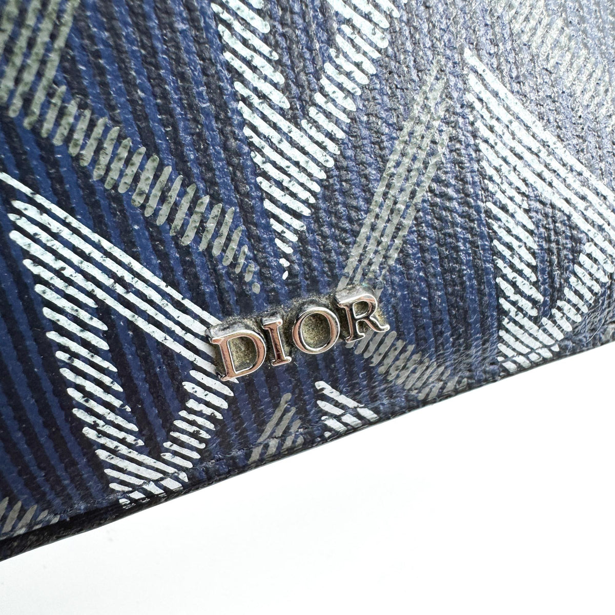 Christian Dior Card Holder Oblique Canvas and Leather, Navy, Canvas, Card Holder