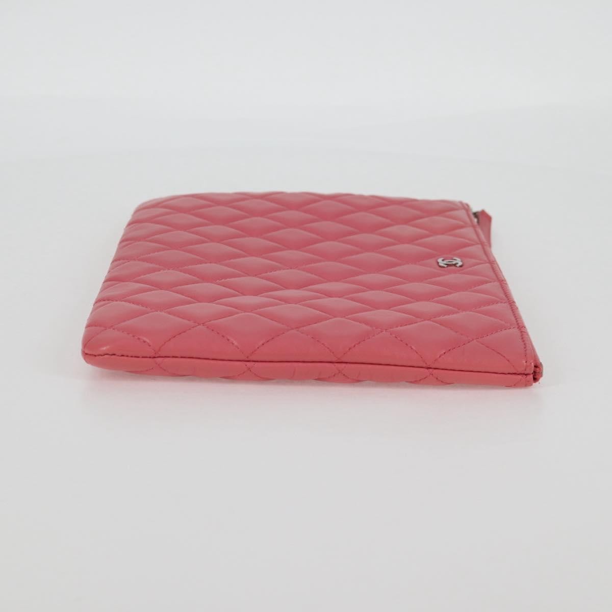 Chanel CC Casino O Case Clutch Quilted Lambskin, Pink, Leather, Clutch