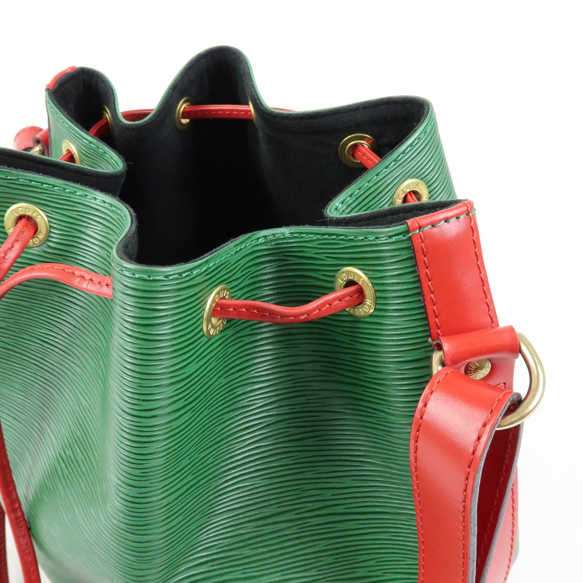 Louis Vuitton Bicolor Petit Noe Epi Leather, Green, Leather, Handbag